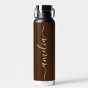 Modernes Personalisiertes Skript schwarz und braun Trinkflasche