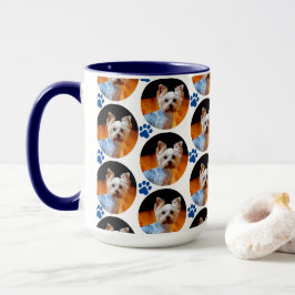 Modernes Pet Foto Blue Paw Print Patches  Tasse