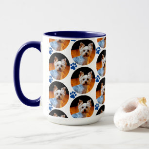 Modernes Pet Foto Blue Paw Print Patches Tasse
