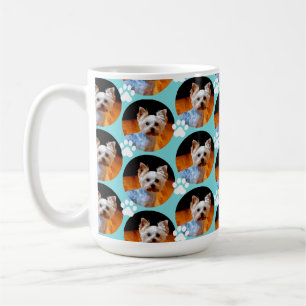 Modernes Pet Foto Druckmuster Türkis Blau  Kaffeetasse