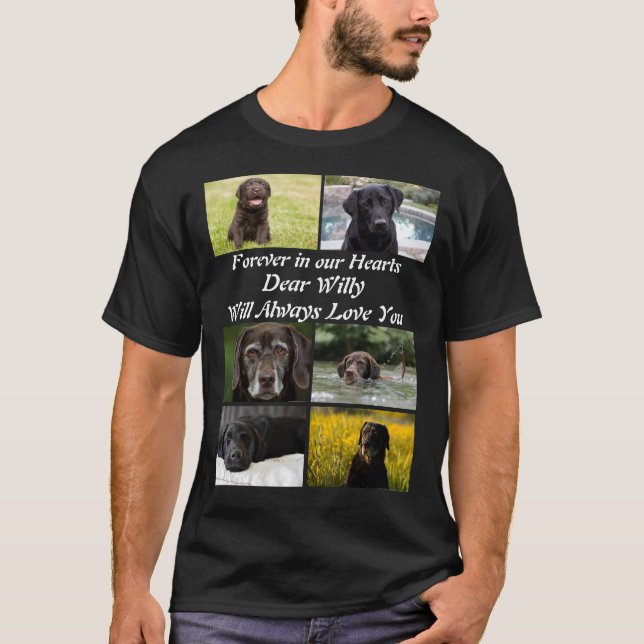 Modernes Pet-Memorial 6 FotoCollage T-Shirt (Vorderseite)