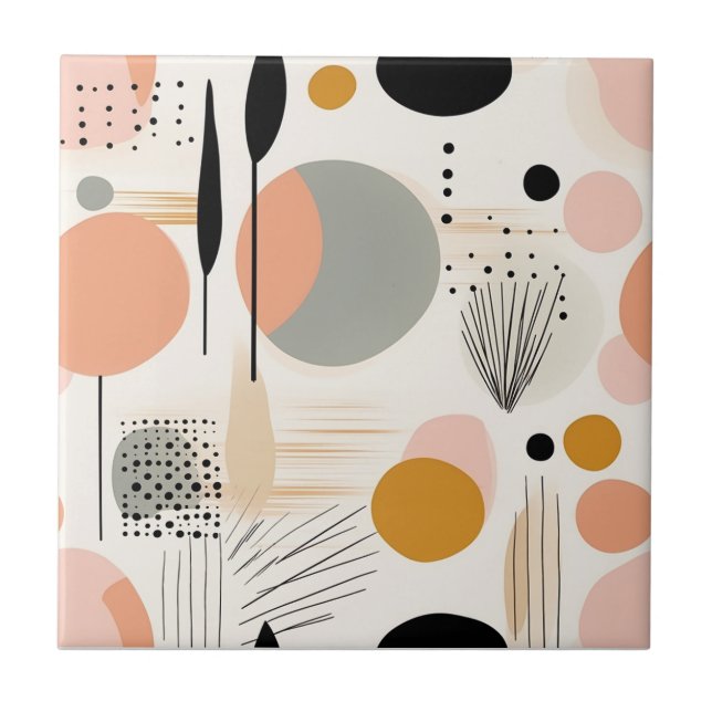 Modernes Pfirsichgolden Abstrakt Fliese (Vorderseite)