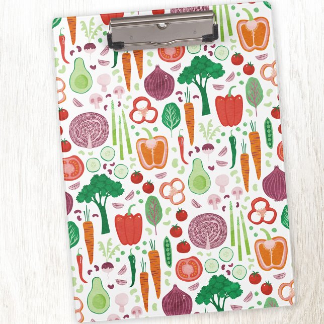 Modernes Pflanzenmuster Klemmbrett (Fun vegetable food pattern clipboard)