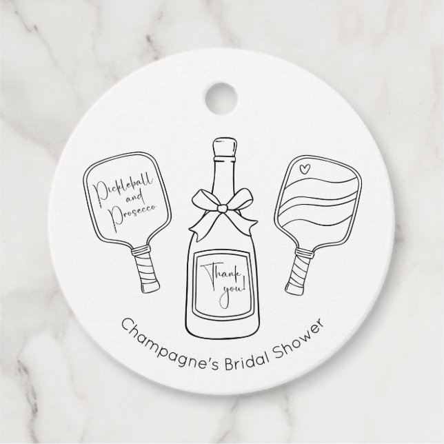 Modernes Pickleball Prosecco Brautparty Vielen Dan Geschenkanhänger (Vorderseite)