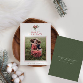 Modernes Pine Branch & Berries Foto Feiertagskarte