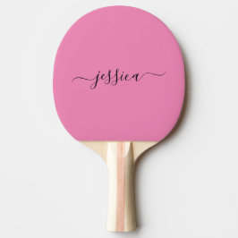 Modernes Pingpongpaddel mit rosa Skriptnamen Tischtennis Schläger