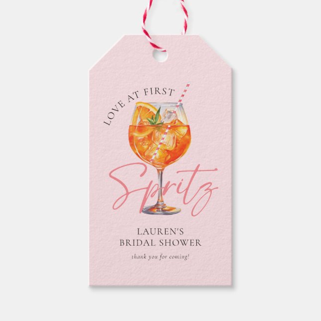 Modernes Pink Aperol Spritz Brautparty Geschenkanhänger (Vorderseite)
