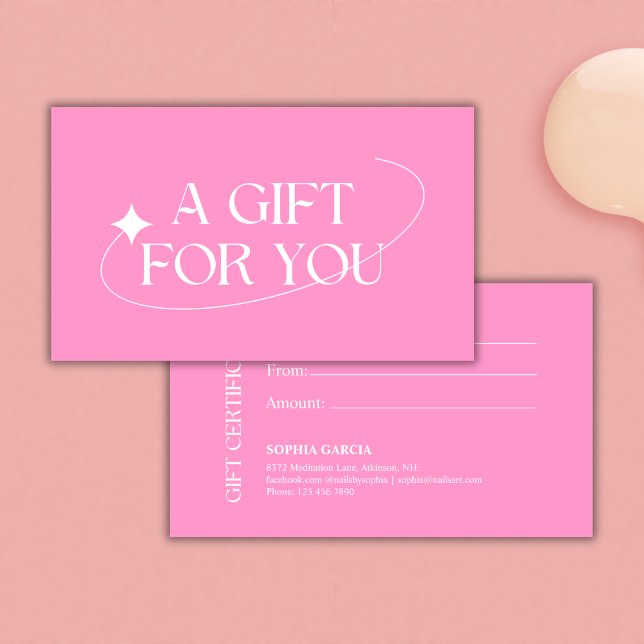 Modernes Pink Beauty Salon Nail Bar Gift Certifica (Modern Pink Beauty Salon Nail Bar Gift Certificate)