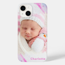 Modernes Pink Blue Foto Niedlich Girl Personalisie Case-Mate iPhone 14 Hülle