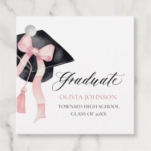Modernes Pink Bow Coquette Graduate Cap Graduate Geschenkanhänger