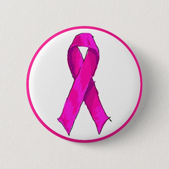 Modernes pink-braunes Brustkrebs-Bewusstsein und U Button (Vorderseite)