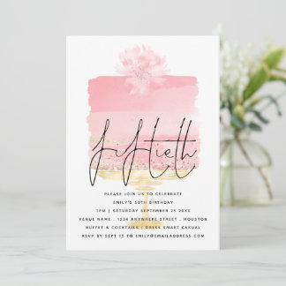 Modernes Pink Cake Script Overlay 50. Geburtstag Einladung