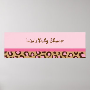Modernes Pink Cheetah Print Baby Dusche Banner Zei Poster