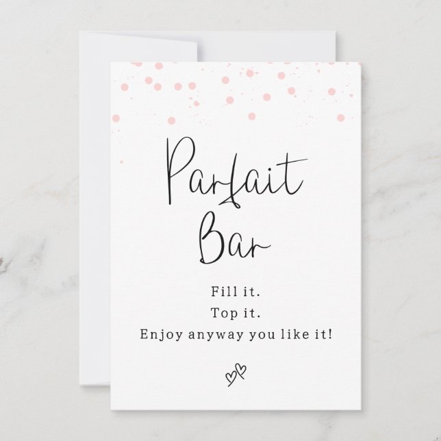 Modernes Pink Dots Parfait Bar Sign Einladung (Vorderseite)