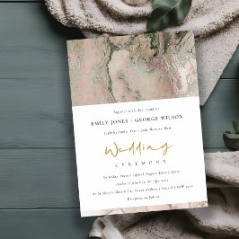 MODERNES PINK DUSKY ROSE GOLD AGATE WEDING INVITE DANKESKARTE