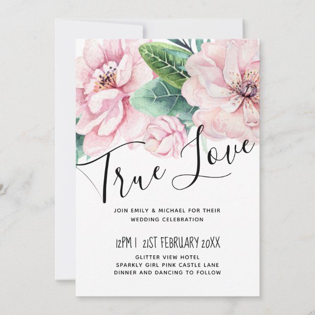 Modernes Pink Floral Black Wedding Budget (Vorderseite)