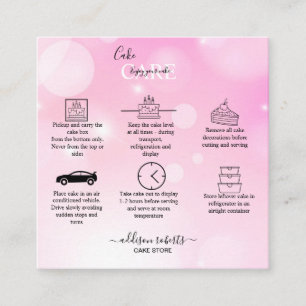 Modernes Pink Girly Gradient Cake Care Square Busi Quadratische Visitenkarte