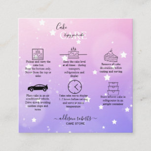 Modernes Pink Girly Gradient Cake Care Square Busi Quadratische Visitenkarte