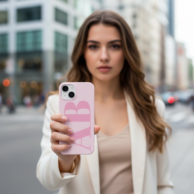 Modernes Pink Girly Initial Minimal Monogram Case iPhone Hülle (Von Creator hochgeladen)