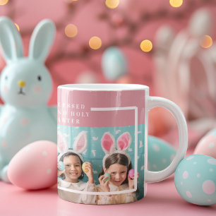 Modernes Pink Glückliches Gesegnetes Ostern   Foto Tasse
