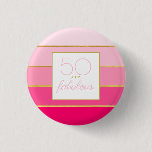 Modernes Pink & Gold 50 und fabelhafter Geburtstag Button