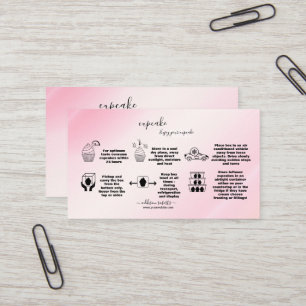 Modernes Pink Gold Aquarell Cupcake Care Business Visitenkarte