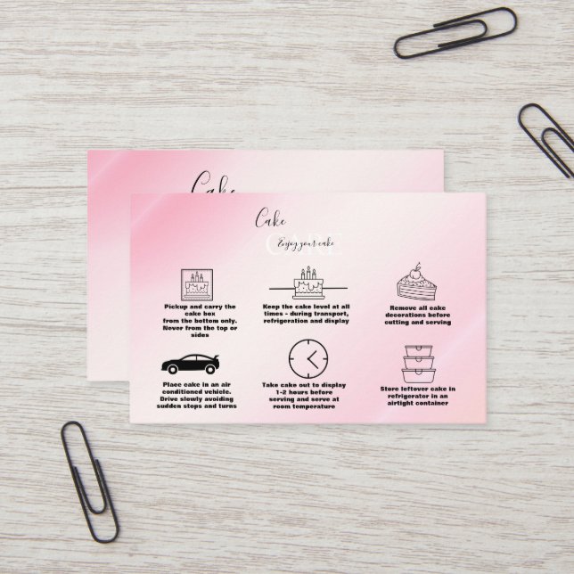 Modernes Pink Gold Cake Care Business Visitenkarte (Vorderseite/Rückseite Beispiel)