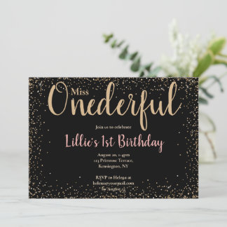 Modernes Pink & Gold Kleine Miss Onederful 1 Einladung