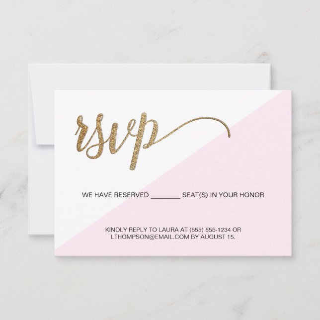 Modernes Pink Gold UAWG kein Mailing reserviert Si RSVP Karte (Vorderseite)