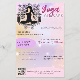Modernes pink Gradient Yoga Instructor Studio Klas Flyer