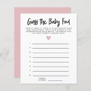 Modernes Pink Heart Guess The Baby Food Dusche Spi