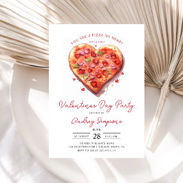 Modernes Pink Heart Pizza Valentines Party Einladung