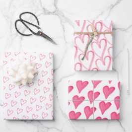 Modernes Pink Hearts Valentinstag Wrapping Paper S Geschenkpapier Set