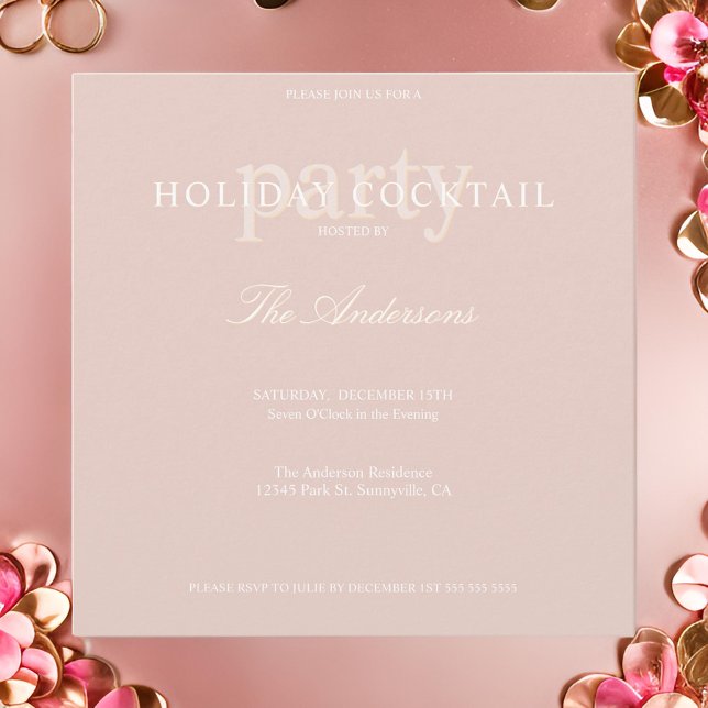 Modernes Pink Holiday Cocktail Weihnachten Party Einladung (Von Creator hochgeladen)