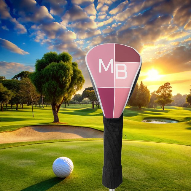 Modernes Pink mädchenes Monogramm Golf Headcover (Von Creator hochgeladen)