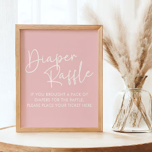 Modernes Pink Oh Baby Simple Baby Diaper Raffle Poster