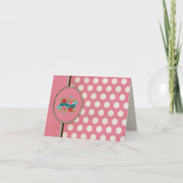 Modernes Pink Polka Dot Floral Design Dankeskarte