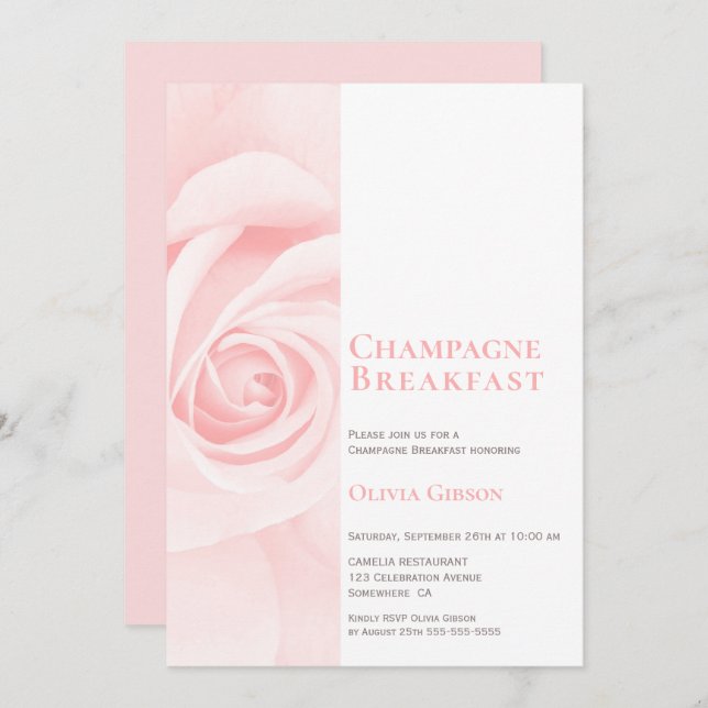 Modernes Pink Rose Champagne Brautparty Einladung (Vorne/Hinten)