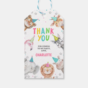 Modernes Pink Safari Party Tiere Geburtstagsgesche Geschenkanhänger