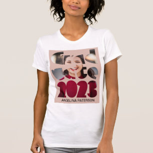 Modernes Pink Text & Foto Graduate 2023 T-Shirt