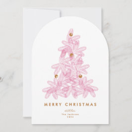 Modernes Pink Tree Foto Frohe Weihnachtskarte Einladung