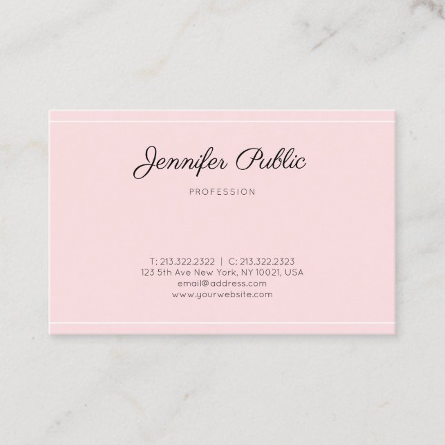 Modernes Pink Trendy Script Einfach Elegant Schlic Visitenkarte (Vorderseite)