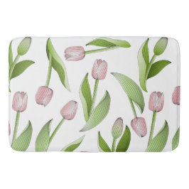 Modernes Pink Tulip Floral Badematte