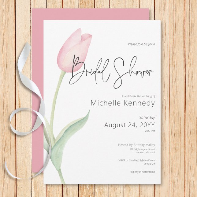 Modernes Pink Tulip Solo Brautparty Einladung (Modern Pink Tulip Solo Bridal Shower Invitation)