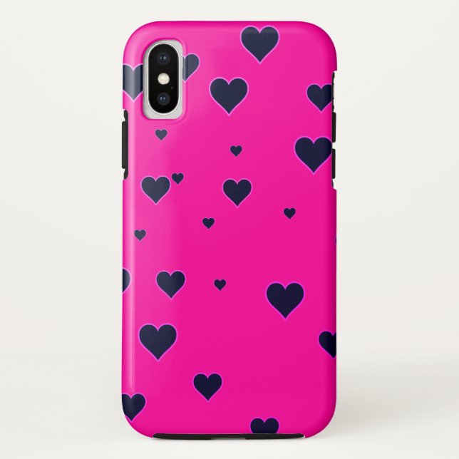 Modernes PinkBlack Hearts iPhone Gehäuse Case-Mate iPhone Hülle (Rückseite)