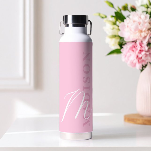 Modernes pinkes minimalistisches Anfangsmonogramm Trinkflasche (Von Creator hochgeladen)