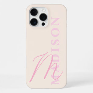 Modernes Pinkes Minimalistisches Initial-Monogramm iPhone 16 Pro Max Hülle