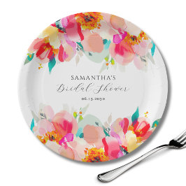 Modernes pinkfarbenes Brautparty Pappteller