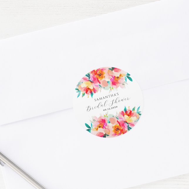 Modernes pinkfarbenes Brautparty Runder Aufkleber (Von Creator hochgeladen)