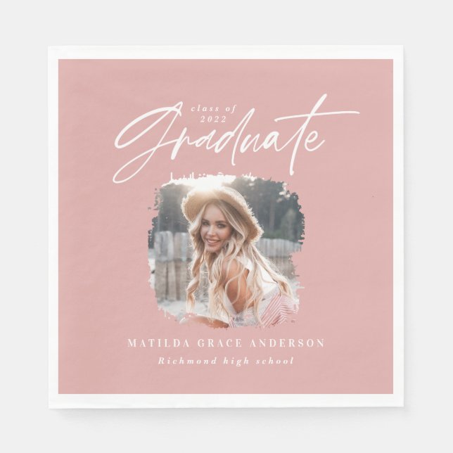 Modernes pinkfarbenes gürtelförmiges Foto elegante Serviette (Vorderseite)